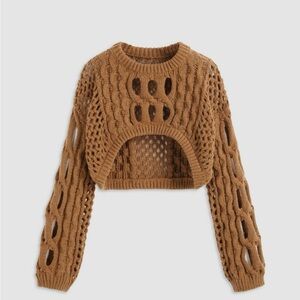 Cider Open-Knit Tan Sweater